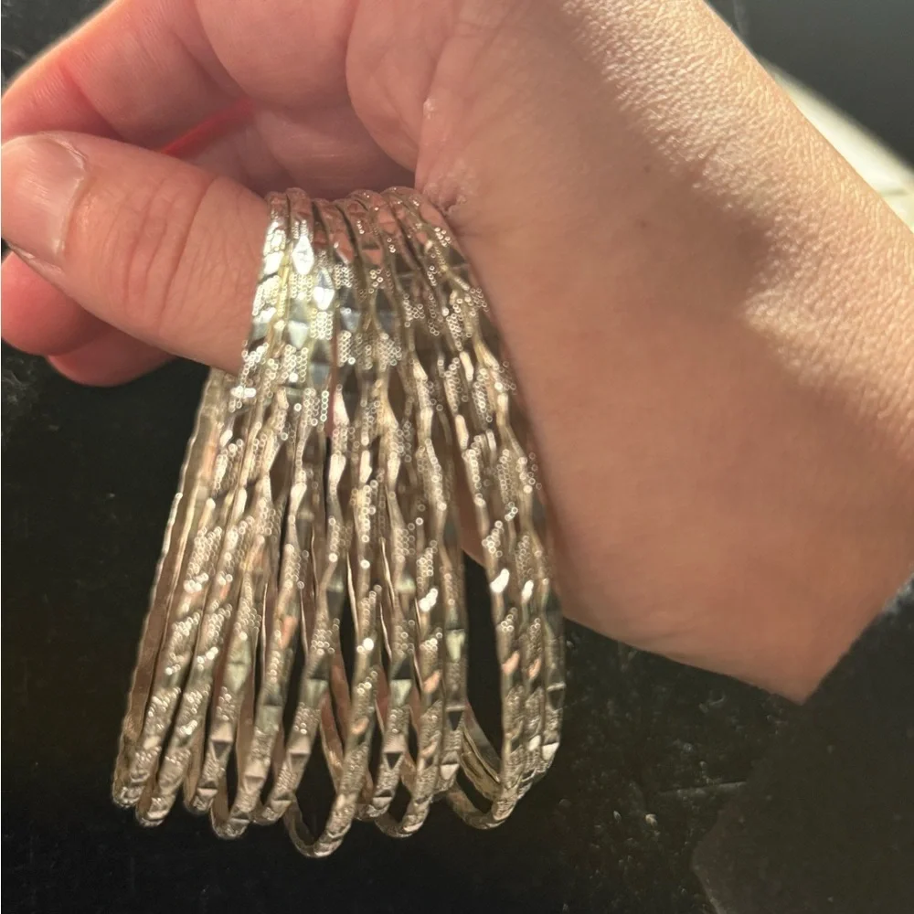 11‎ Stack Silver Tone Bangle Set